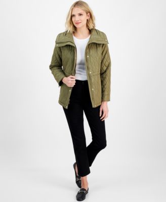 Michael Kors - Petite Long-Sleeve Anorak Quilted Coat
