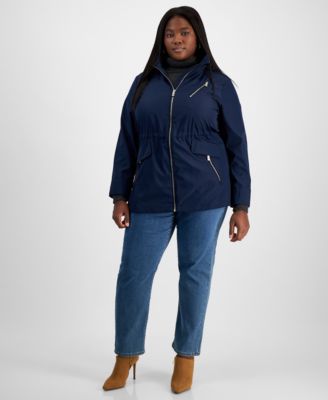 Michael Kors - Plus Size Hooded Water-Resistant Anorak Coat