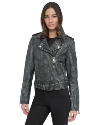 DKNY Jeans - Women's Leather Moto Jacket