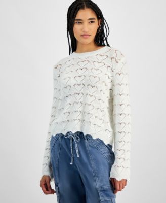 Hooked Up by IOT - Juniors' Open-Heart-Stitch Long-Sleeve Pullover Sweater