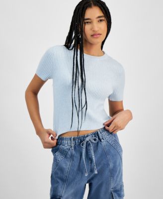 Hooked Up by IOT - Juniors' Short-Sleeve Crewneck Sweater