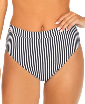 Raisins - Juniors' High-Waisted Striped Bikini Bottoms