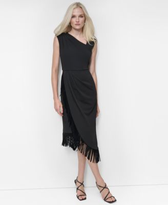 DKNY - Women's Asymmetrical Fringe-Hem Cocktail Dress