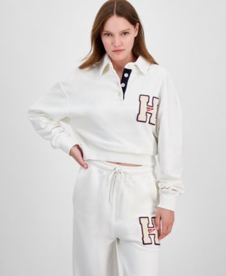 Tommy Jeans - Women's Cotton H-Patch Long-Sleeve Polo Sweatshirt