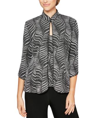 Alex Evenings - Women's Abstract-Print 3/4-Sleeve Jacket & Tank Top