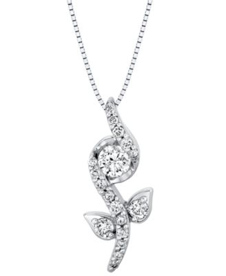 Sirena - Diamond Flower 18" Pendant Necklace (1/2 ct. t.w.) in 14k White Gold