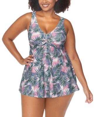 Raisins Curve - Trendy Plus Size Lucia Printed Twist-Front Swimdress
