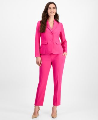 Le Suit - Women's Notch-Collar Two-Button Seamed Jacket & Fly-Front Straight-Leg Pants