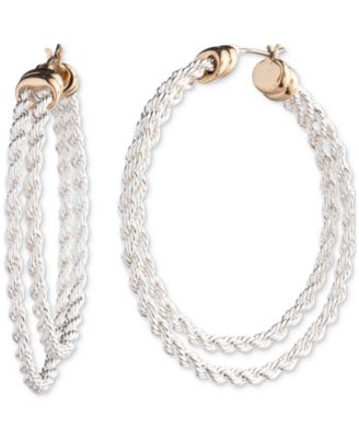 Lauren Ralph Lauren - Two-Tone Medium Rope Split-Hoop Earrings, 1.69"