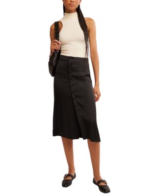 Free People - Women's Analise Satin Button-Front Midi Skirt
