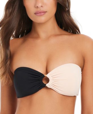 Red Carter - Women's O-Ring Two-Tone Bandeau Bikini Top