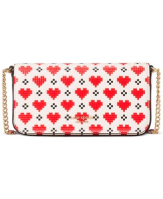 kate spade new york - Devin Pixel Heart Embossed Saffiano Leather Small Chain Wallet Crossbody