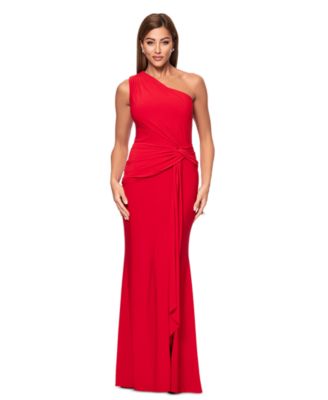 XSCAPE - Petite One-Shoulder Draped-Detail Gown