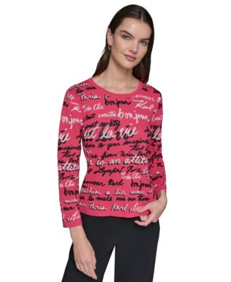 KARL LAGERFELD PARIS - Women's Allover Script Sweater