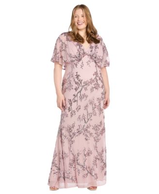 R & M Richards - Plus Size Sequinned Mesh Evening Gown