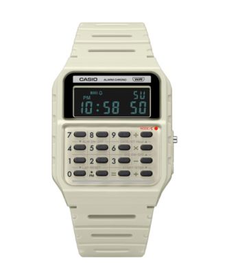 Casio - Unisex Digital Calculator Ivory Resin Strap Watch 34mm
