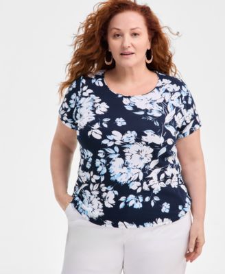 Style & Co - Plus Size Alice Floral Scoop-Neck T-Shirt