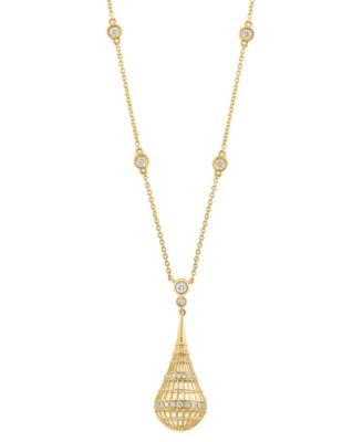 EFFY Collection - Diamond Openwork Teardrop Pendant 18" Necklace (1/2 ct. t.w.) in 14k Gold