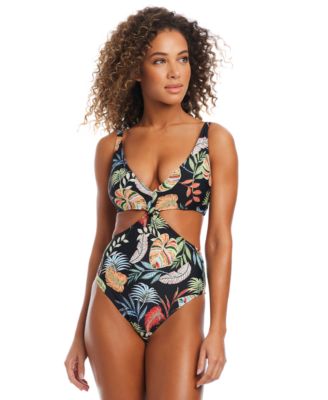 Bar III - Women's Swept Away Knot-Front One-Piece Swimsuit, Exclusively at Macy's