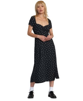 RVCA - Secrets Printed Square-Neck Front-Slit Midi Dress