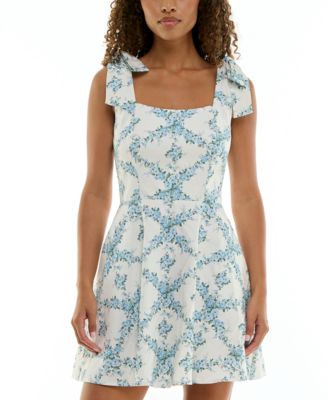Trixxi - Juniors' Floral-Print Tie-Strap Dress