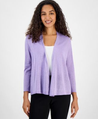 Kasper - Women's Lurex A-Line 3/4-Sleeve Cardigan