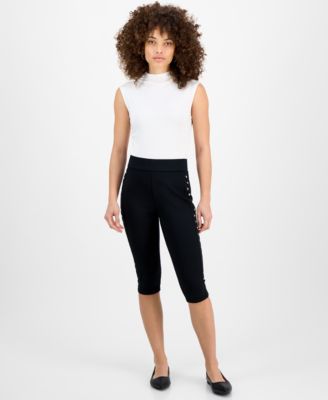 Bar III - Petite Side-Studded Ponte Capri Pants