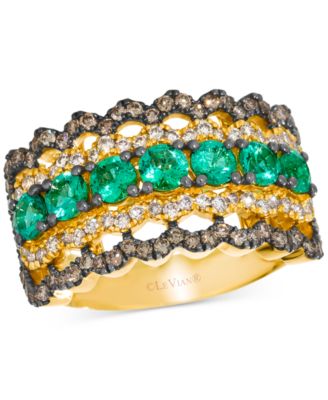 Le Vian - Costa Smeralda Emeralds (9/10 ct. t.w.), Nude Diamond (1/3 ct. t.w.) & Chocolate Diamond (1/2 ct. t.w.) Scalloped Edge Ring in 14k Honey Gold