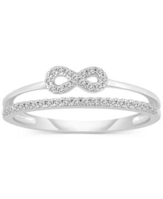Macy's - Diamond Infinity Double-Row Ring (1/6 ct. t.w.) in 10k White Gold