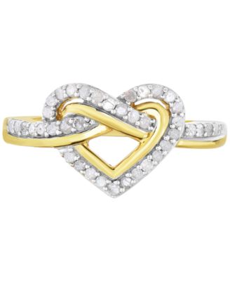 Macy's - Diamond Heart Knot Ring (1/3 ct. t.w.) in Sterling Silver & 10k Gold-Plate