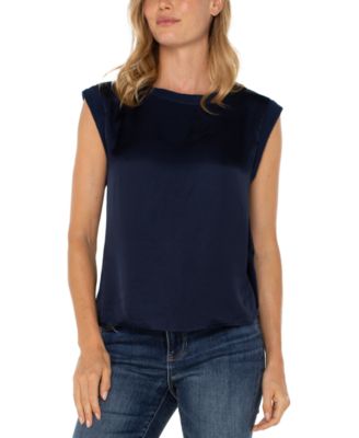 Liverpool Los Angeles - Petite Mixed-Media Sleeveless Top