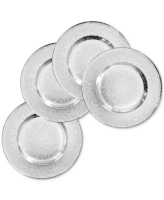 American Atelier - Atelier Speckled Silver Glass Charger Plate 13", Set of 4