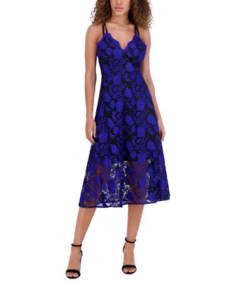 Siena - Women's Embroidered Mesh Sleeveless Midi Dress