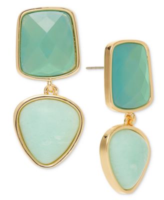 Style & Co - Blue Stone Gold-Tone Double Drop Earrings