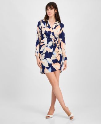 Tahari ASL - Petite Printed Collared Faux-Wrap Sheath Dress