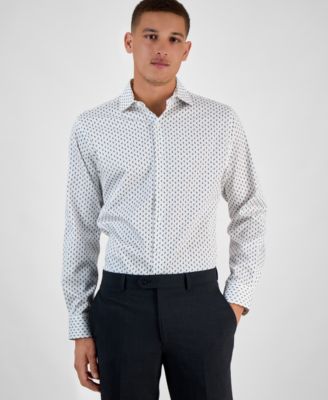 Bar III - Men's Bree Slim-Fit Stretch Leaf-Print Dress Shirt