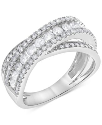 Macy's - Diamond Channel-Set Crossover Ring (1 ct. t.w.) in 14k White Gold