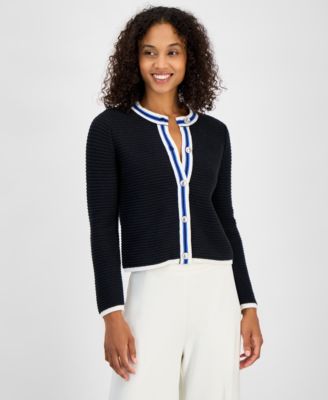 T Tahari - Women's Long-Sleeve Button-Up Sweater