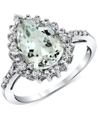 Macy's - Aquamarine (2-3/8 ct. t.w.) & Diamond (1/4 ct. t.w.) Pear Shaped Ring in Sterling Silver