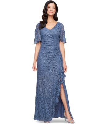 Alex Evenings - Women's Sequinned-Lace Cold-Shoulder Gown
