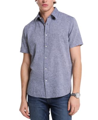 Michael Kors - Men's Classic Fit Short Sleeve Button-Front Dobby Dot Pattern Shirt