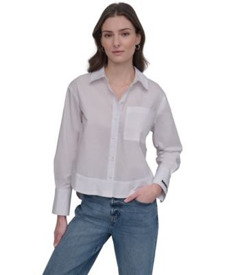 DKNY Jeans - Women's Cotton Poplin Cropped Shirt