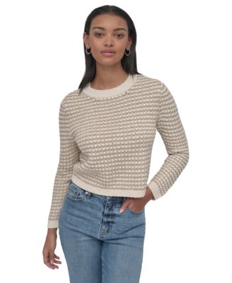 DKNY Jeans - Women's Cotton Chunky-Stitch Crewneck Sweater