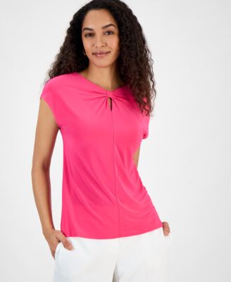 Kasper - Women's Scrunch-Front Cap-Sleeve Top, Regular & Petite Sizes