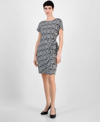 Robbie Bee - Women's Printed Sarong Short-Sleeve Dress