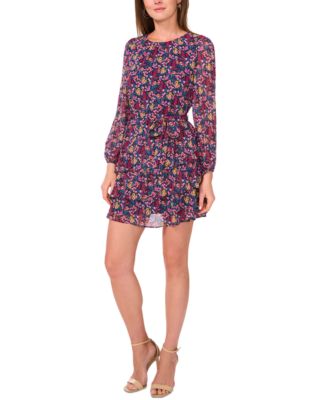 MSK - Petite Floral Print Blouson-Sleeve Fit & Flare Dress