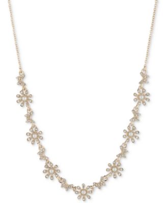 Marchesa - Gold-Tone Crystal & Imitation Pearl Butterfly Statement Necklace, 16"  + 3" extender