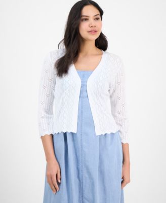 Robbie Bee - Women's Pointelle Diamond-Knit Shrug