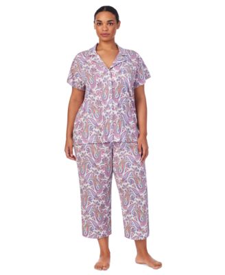 Lauren Ralph Lauren - Plus Size Short-Sleeve Cropped Pajama Set