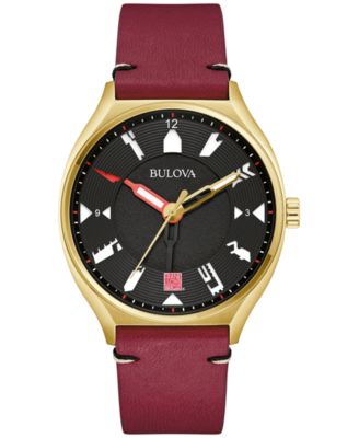 Bulova - Special Edition Men's Frank Lloyd Wright Automatic Burgundy Leather Strap Watch 40mm